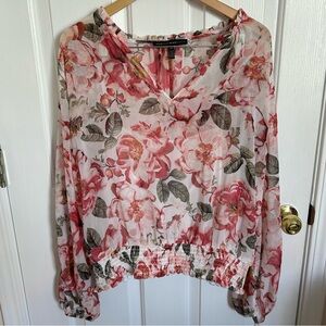 White House Black Market Floral Blouse | XL